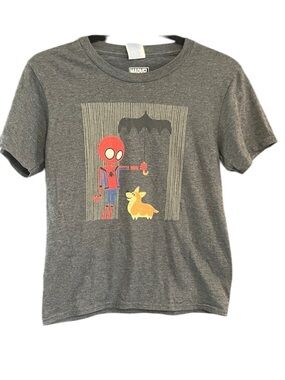 Marvel Kids Gray Spider-Man and Yellow Corgi Graphic Tee